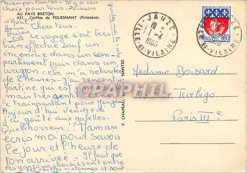 CPM Au Pays Breton Coiffes de Fouesnant (Finistere) — Rückseite
