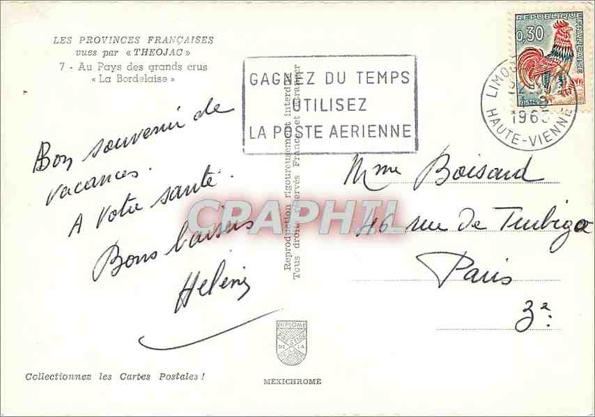 CPM Les Province Francaise vues par Theojac Au pays des grands crus la Bordelaisse — Verso