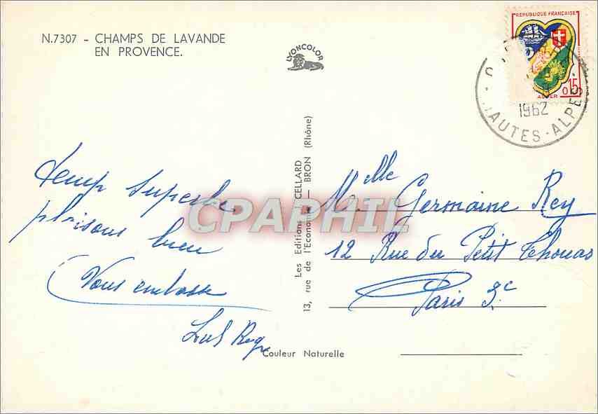 CPM Champs de Lavande en Provence — Verso