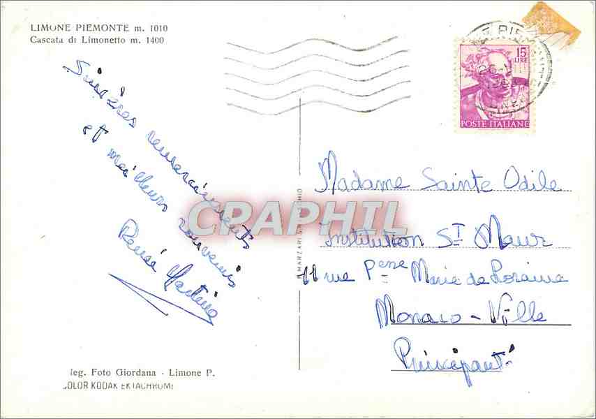 CPM Limone Piemonte m1010 Cascade di Limonetto m 1400 — Rückseite