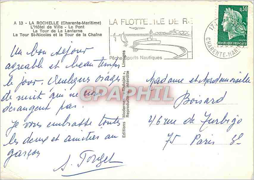 CPM La Rochelle (Charente Mme) L'Hotel de Ville le Pont La Tour de la Lanterne laTour St Nicolas et  — Verso