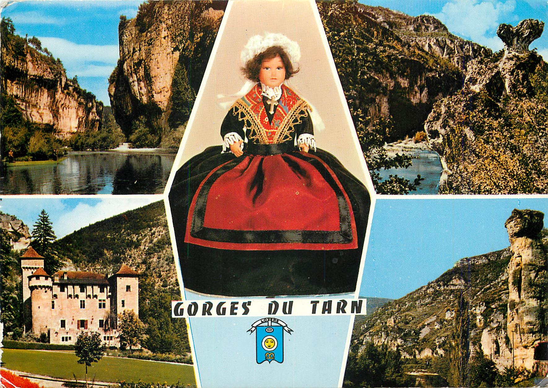 CPM En Parcourant les Gorges du Tarn Les Detroits le Champgnon Chateau de la Caze Pougnadoires