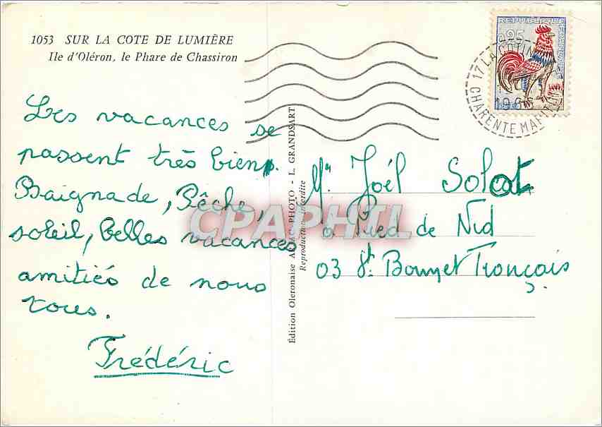 CPM Sur la Cote de Lumiere Ile d'Oleron le Phare de Chassiron — Rückseite