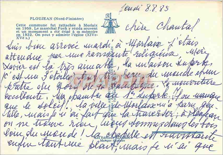 CPM Ploujean (Nord Finistere) cette commune fut rattachee a Morlaix en 1959 — Rückseite