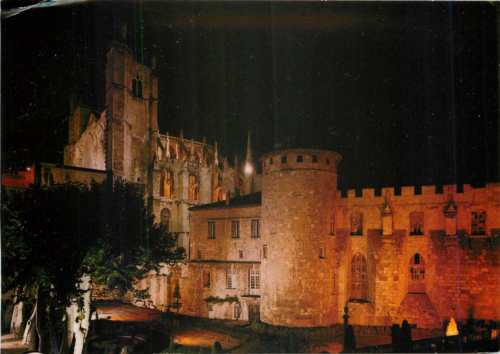 CPM Narbonne (Aude) Capitale de la Gaule meridionale la basilique St Just XIIIe XIVe s effet de nuit