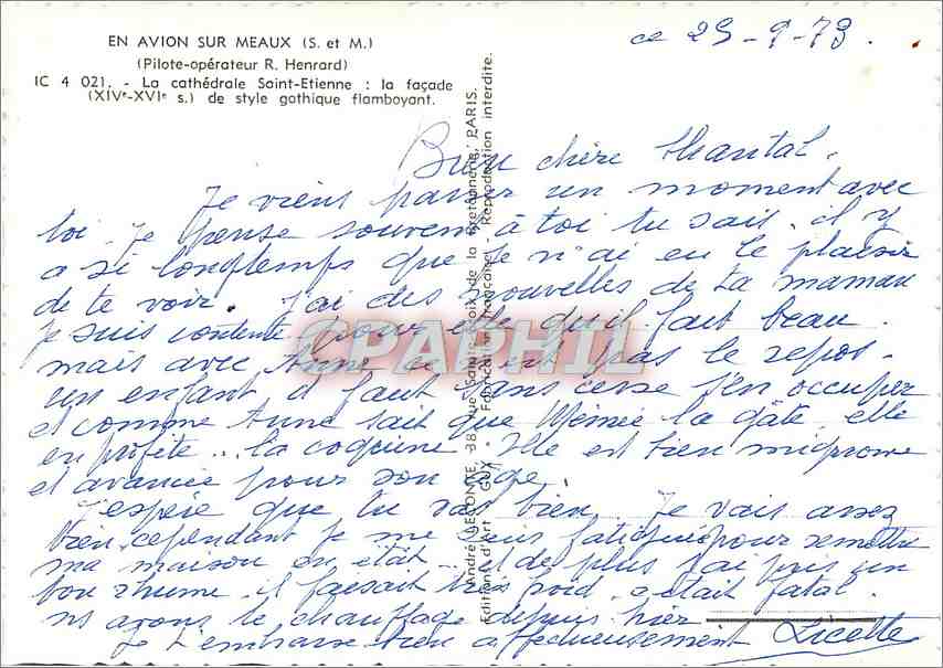 Meaux — Kathedrale Saint-Étienne — Luftbild — Verlag Guy — Rückseite