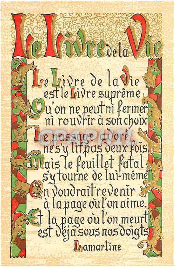CPM Le livre de la vie Lamartine