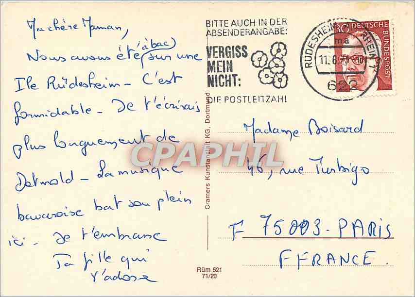 CPM Rudesheim am Rhein — Rückseite