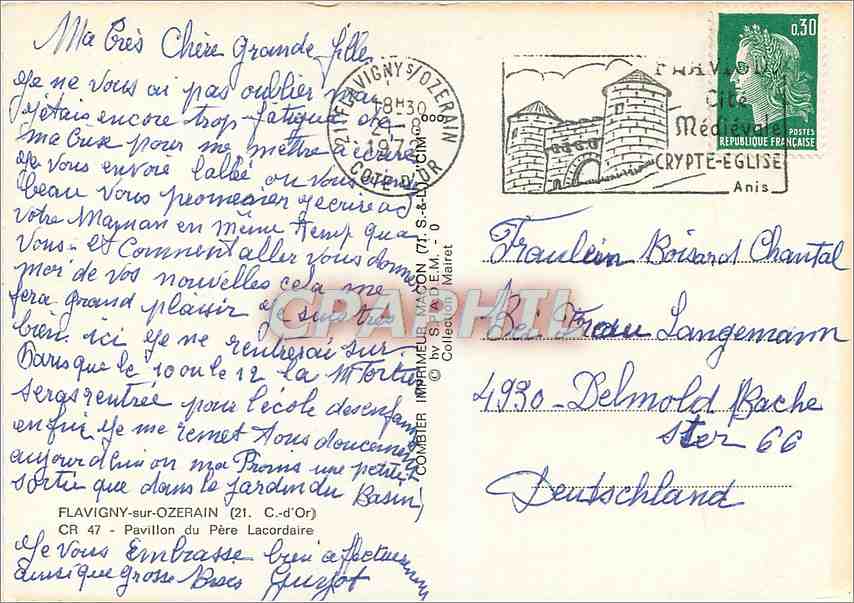 CPM Flavigny sur Ozerain (C d'Or) Pavillon du Pere Lacordaire — Rückseite