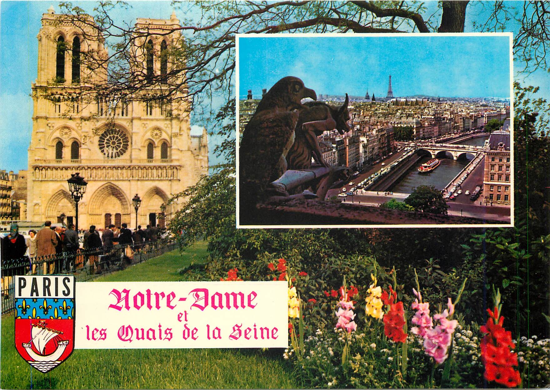 CPM Souvenir de Paris Notre D de Paris et ses jardins les quais de la Seine