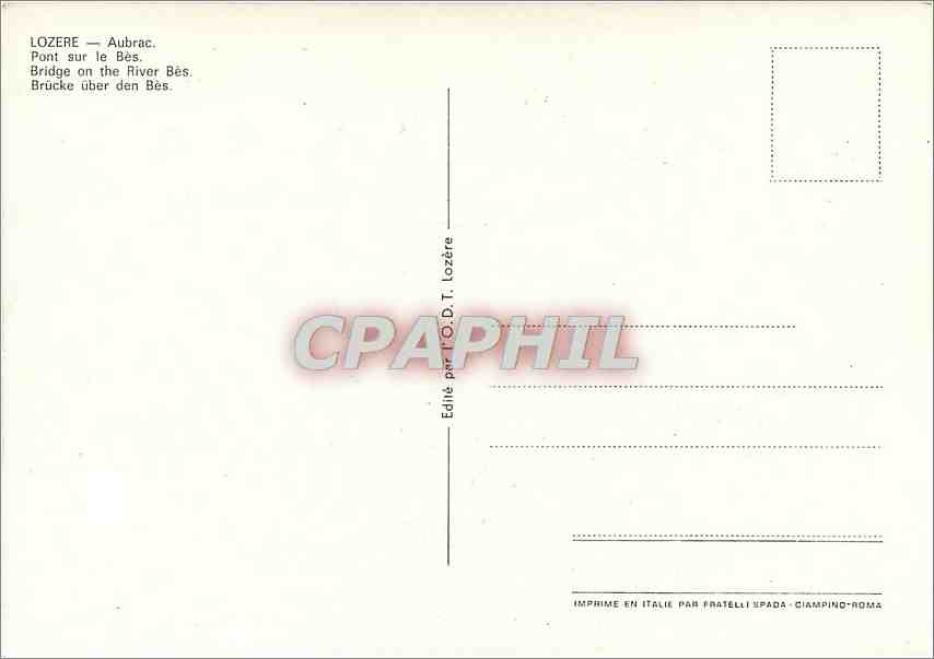 CPM Lozere Aubrac Pont sur le Bes — Rückseite