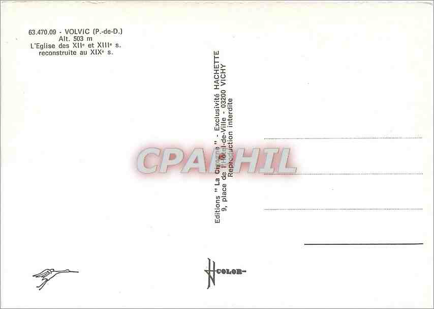 La Gigogne — Kirche der 12. und 13. Jahrhunderte, im 19. Jahrhundert neu errichtet — Editions "La Gigogne", Vichy — Rückseite