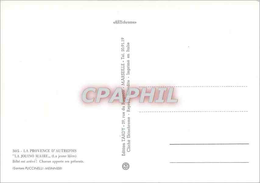 CPM La Provence d'Autrefois La Jouino Maire (La jeune Mere) — Verso