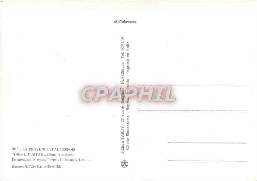 CPM La Provence d'Autrefois Dins l'Oustal (Dans la maison) — Verso