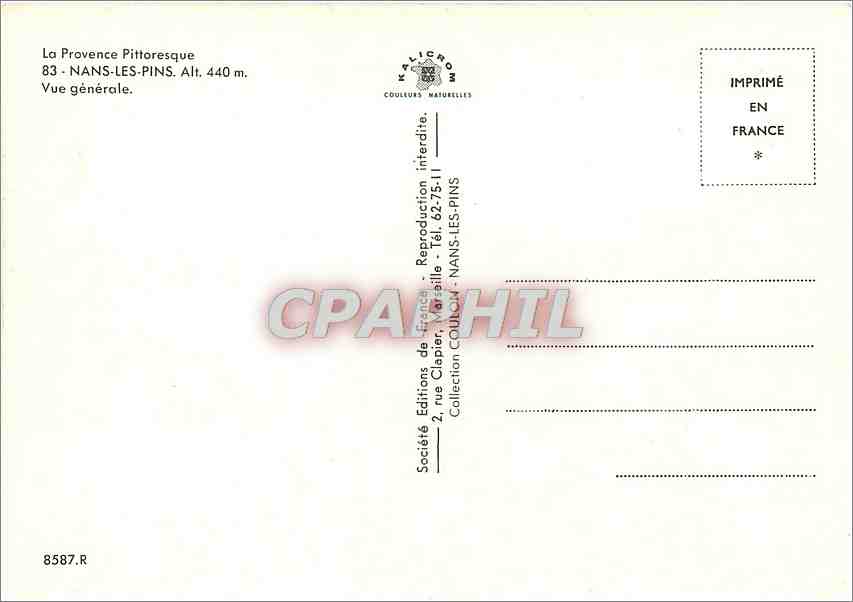 Nans-les-Pins — Vue générale — Société Éditions de France — Verso