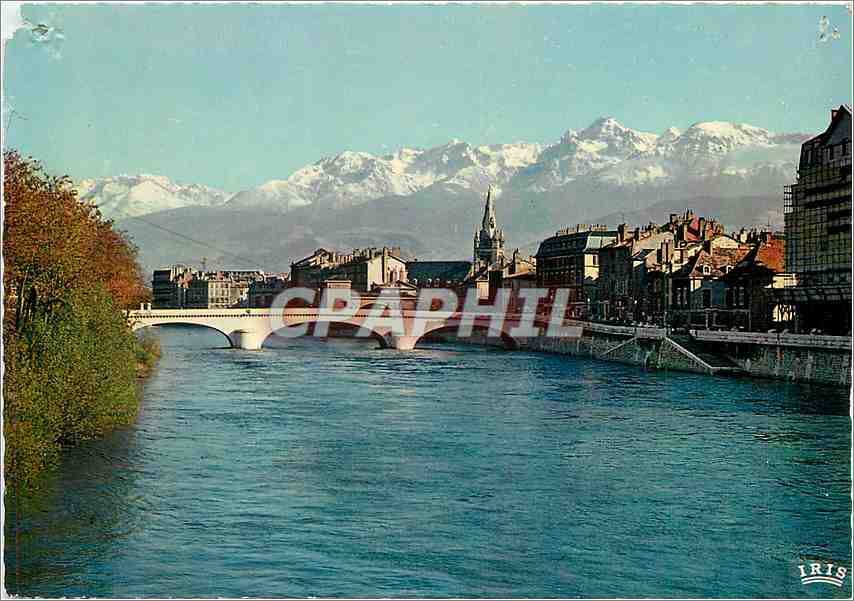 Grenoble — Pont Marius Géniard, le clocher Saint-André et la chaîne de Belledonne — Éd. La C. Sergent, Grenoble