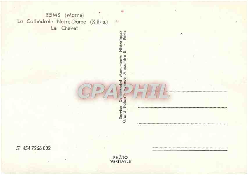 CPM Reims (Marne) La Cathedrale N D (XIIIe s) Le chevet — Rückseite