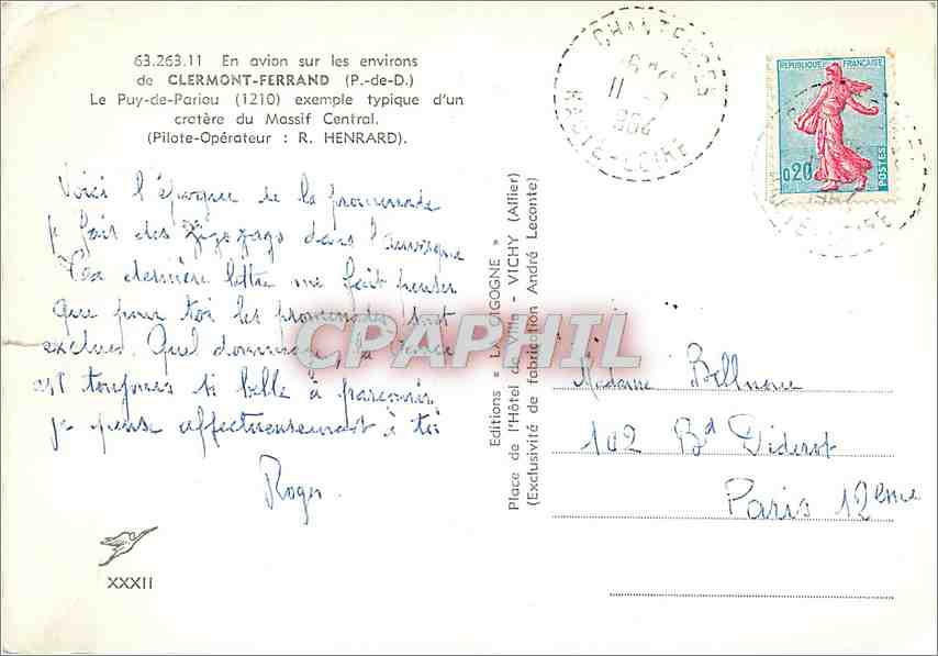CPM Clermont Ferrand (P de D) Le Puy de Pariou (1210) — Back