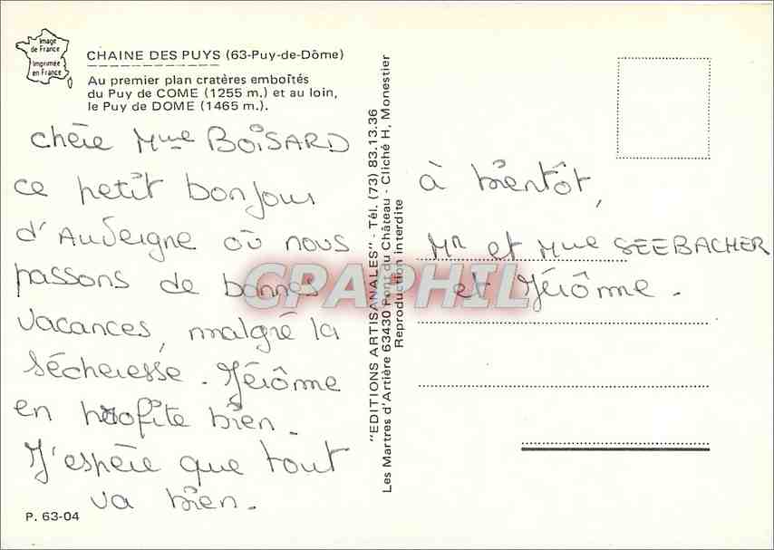 Chaîne des Puys — Cratères emboîtés du Puy de Comé et du Puy de Dôme — Éditions d'Artière — Reverso