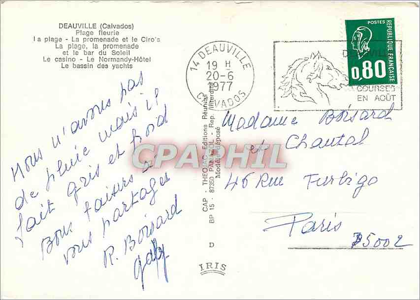 Deauville — Souvenir de Deauville — IRIS — Verso