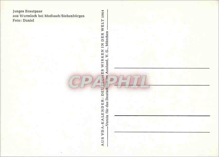 CPM Junges Brautpaar aus Wurmloch bei Mediasch Siebenburgen — Rückseite