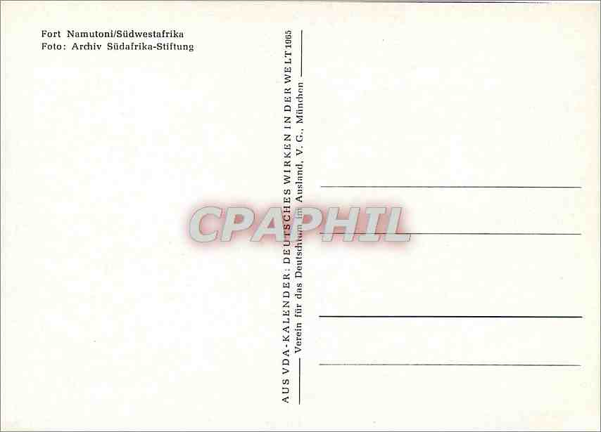 CPM Fort Namutoni Sudwestafrica — Rückseite