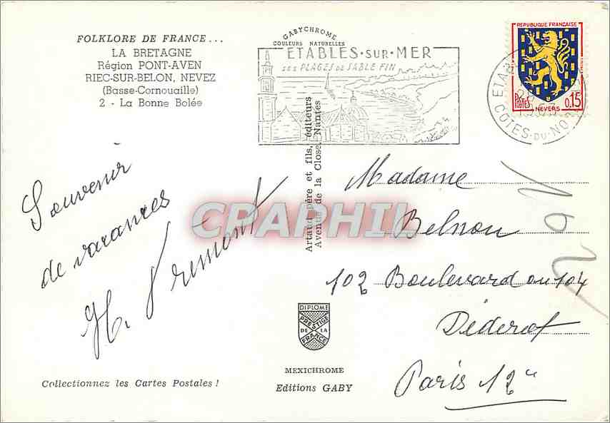 Enfants en costume breton — Riec-sur-Belon, Finistère — Gaby — Verso