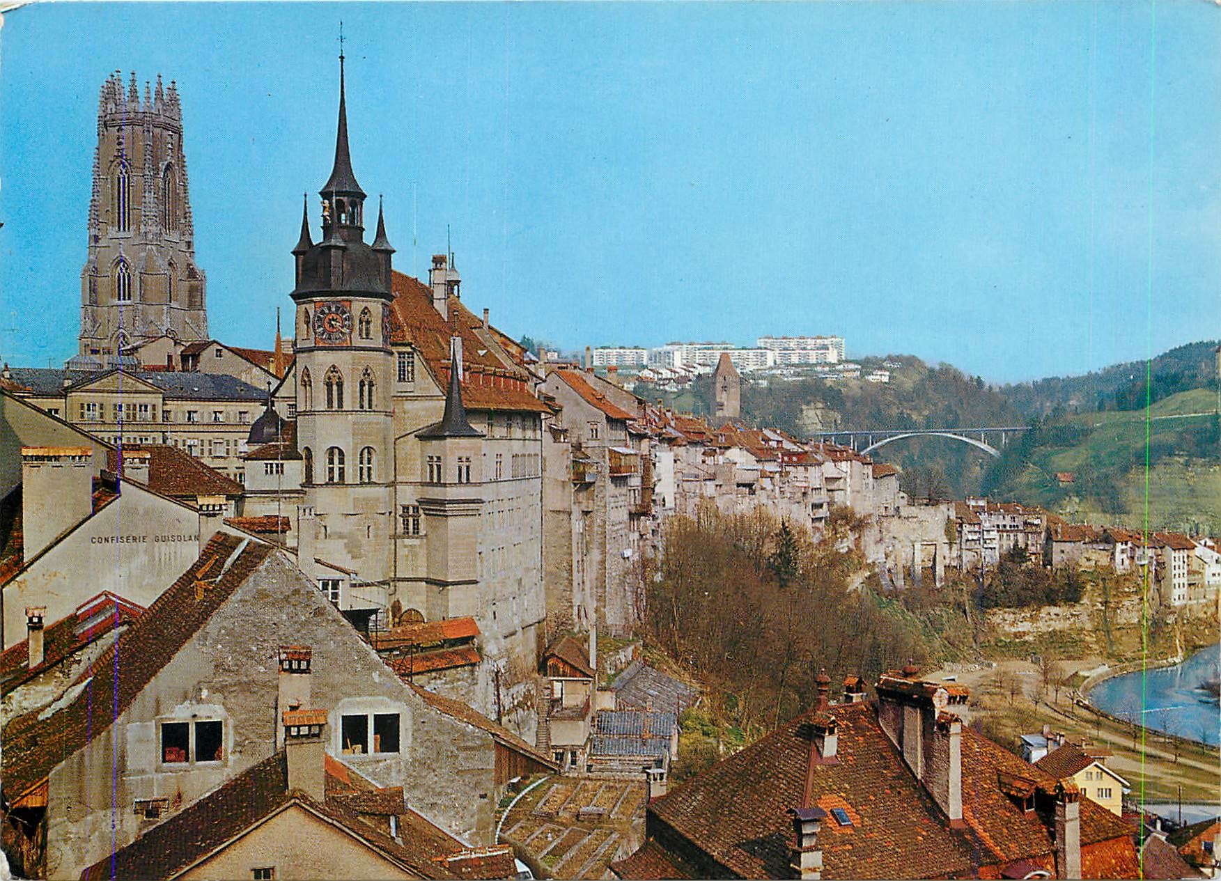 CPM Fribourg l'Hotel de Ville et la Cathedrale