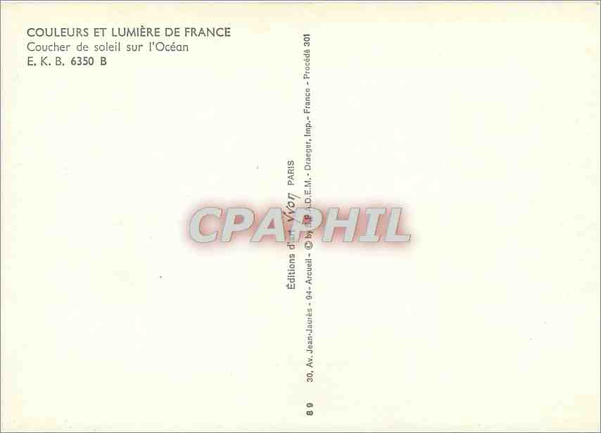 CPM Couleurs et Lumiere de France Coucher de Soleil sur l'Ocean — Verso