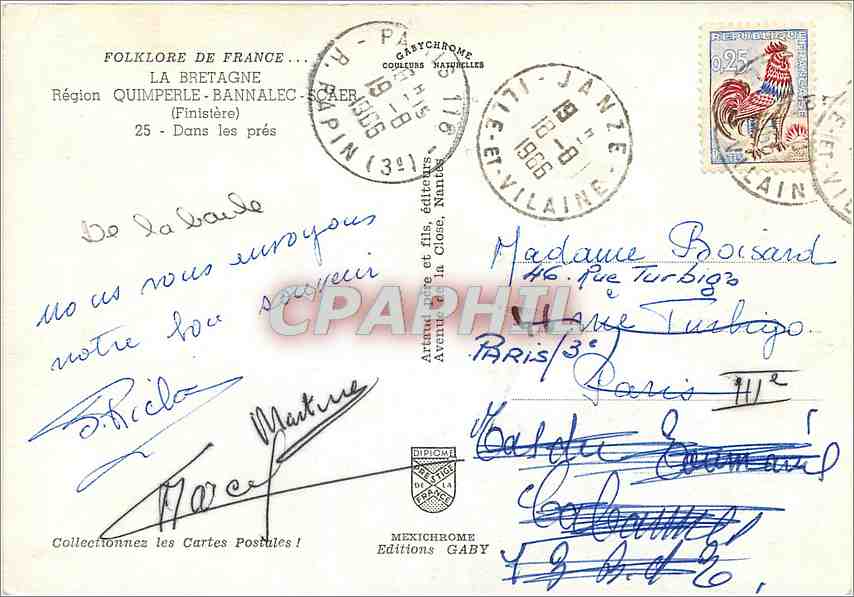 CPM Folklore de France La Bretagne Quimperle Bannalec Scaer (Finistere) dans les pres — Rückseite