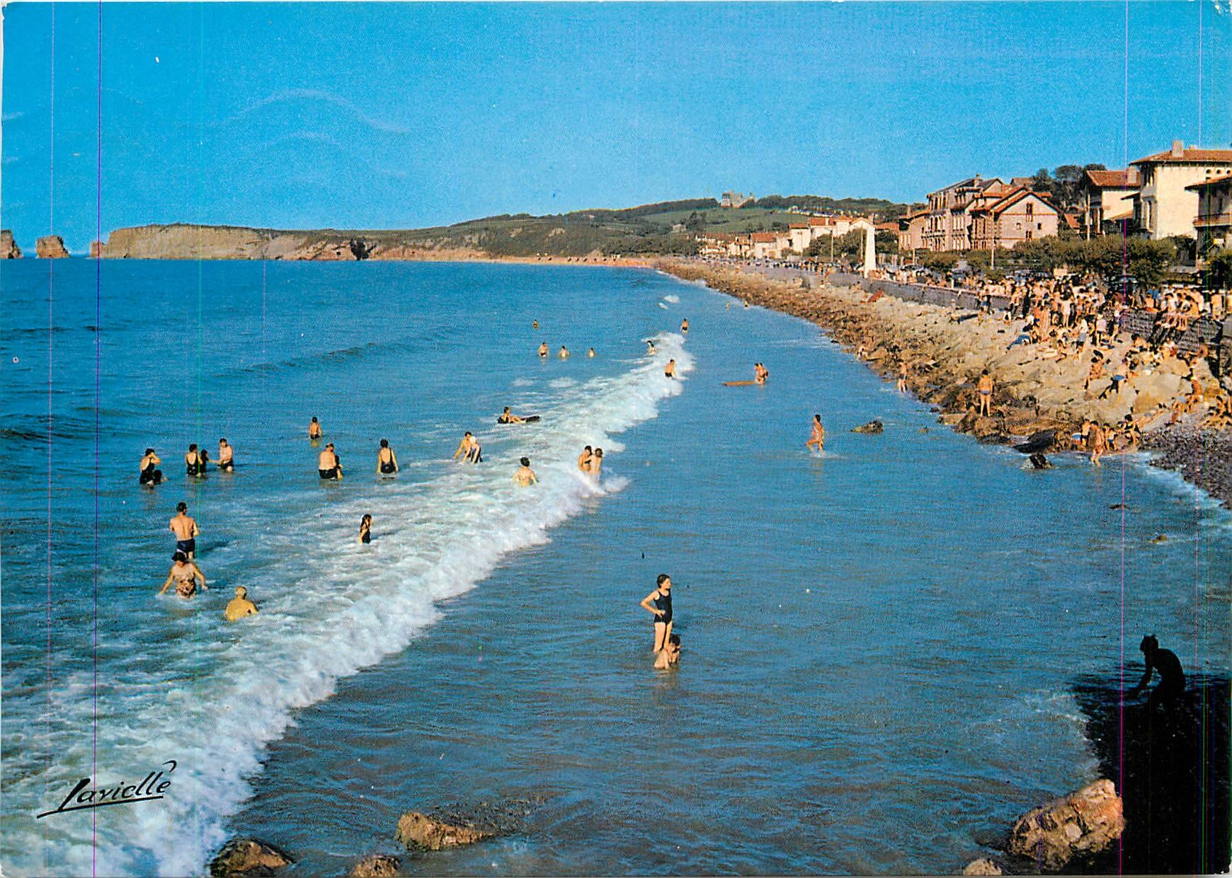 Plage de Hendaye — vue à marée haute — Éditions Lavielle