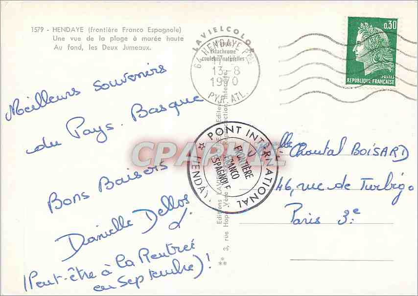 Plage de Hendaye — vue à marée haute — Éditions Lavielle — Rückseite