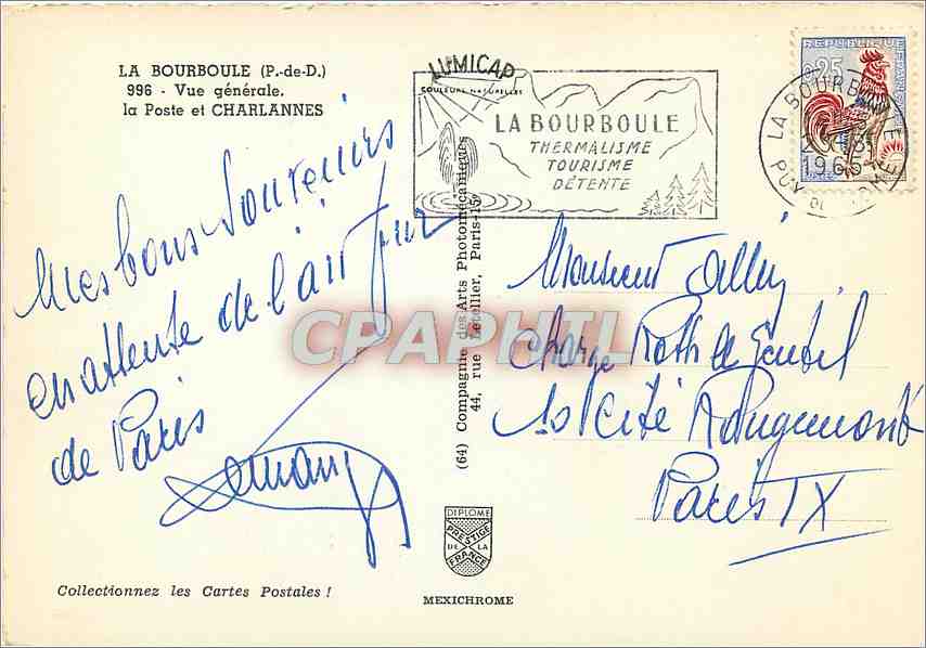 CPM La Bourboule (P de D) Vue generale la Poste et Charlannes — Rückseite