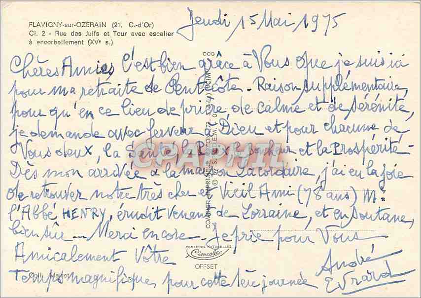CPM Flavigny sur Ozerain (C d'Or) Rue des Juifs et Tour avc escalier e encorbellement (XVe s) — Rückseite
