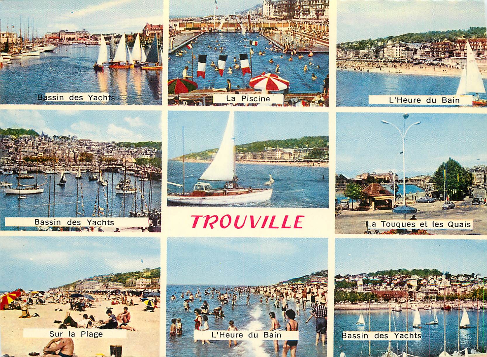 Trouville — Vue panoramique avec bassins, piscine et plage — Ektacolor