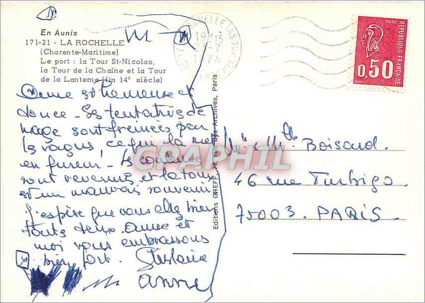 CPM En Aunis La Rochelle (Ch Mme) Le Port la Tour St Nicolas Bateaux — Verso