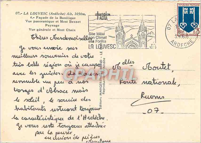 La Louvesc — Vue panoramique et Basilique — Éditions MARGELIN — Rückseite