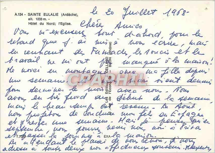 Sainte-Eulalie (Ardèche) — Hôtel du Nord et l'église — Les Éditions de l'Économie — Verso
