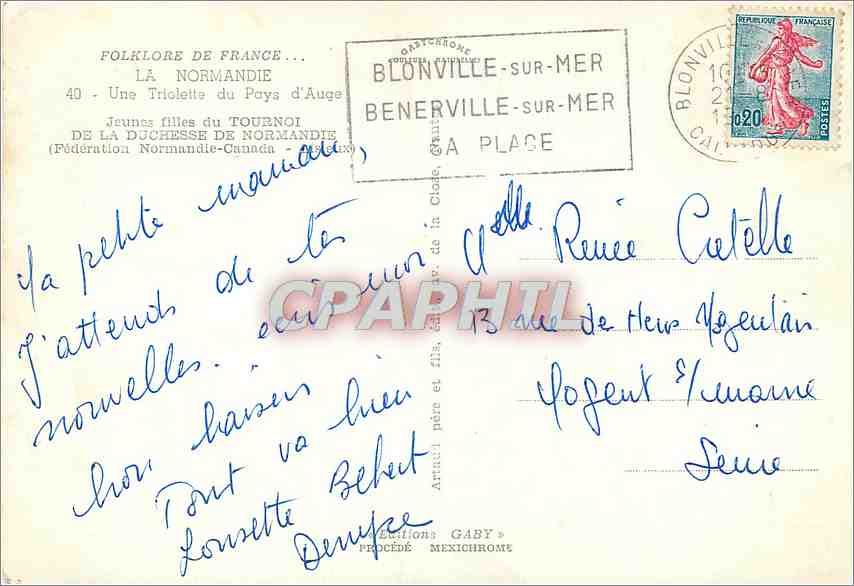 CPM La Normandie Une Triiolette du Pays d'Auge Vache — Rückseite
