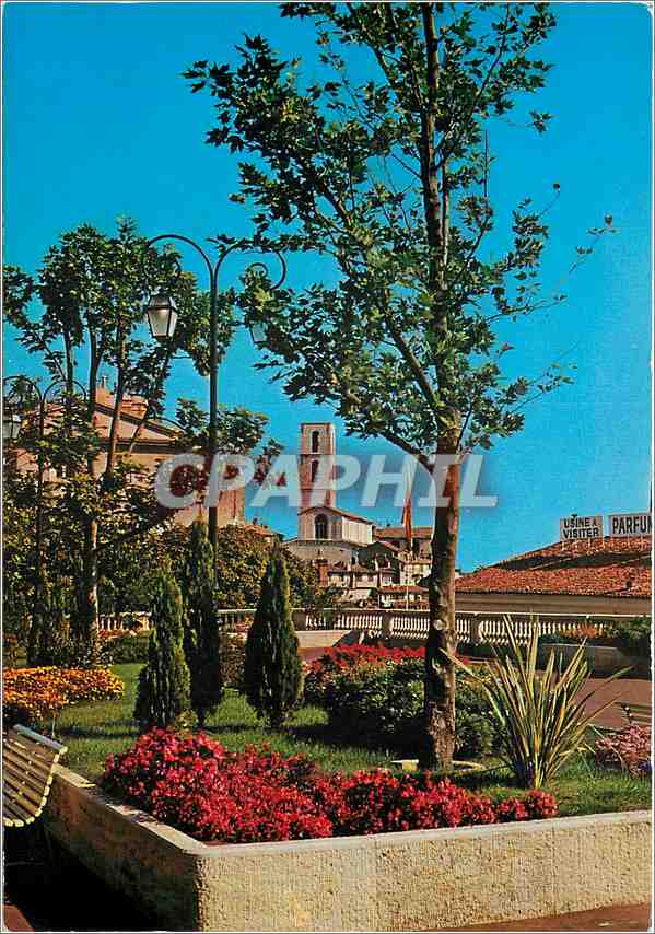 CPM Grasse Cote d'Azur French Riviera les Jardins du Cours et la Cathedrale N D (XIIe s)