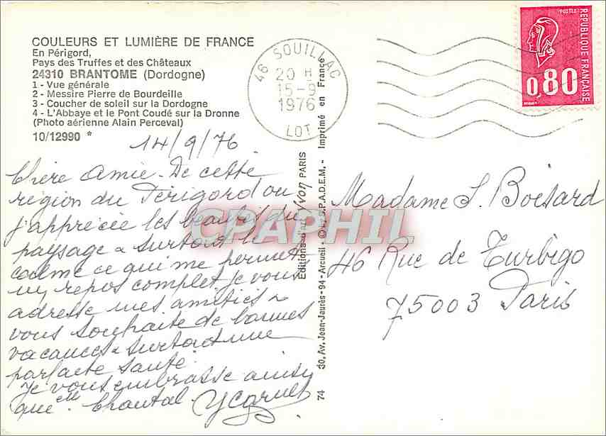 CPM Couleurs et Lumiere de France En Perigord Pays des Truffes et des Chateaux Bratone (Dordogne) Vu — Back