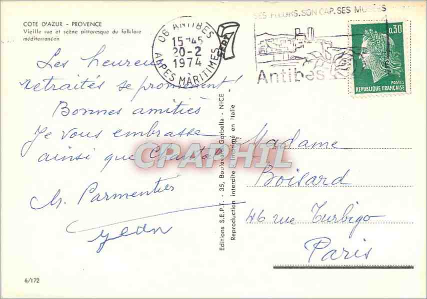 CPM Cote d'Azur Provence Vieille rue et Scene pittoresque du Folklore mediterraneen Ane Mule — Verso