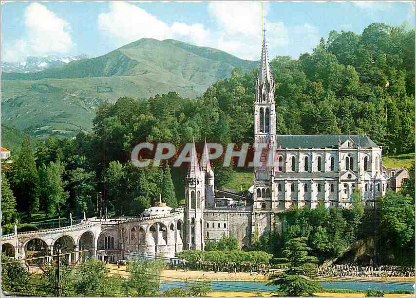 CPM Lourdes La Basilique et les Pyrenees