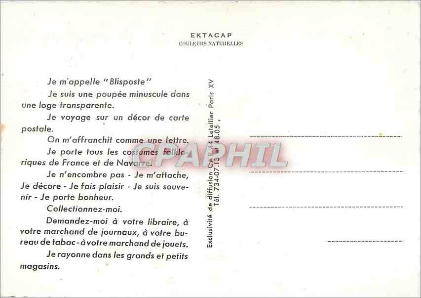 CPM Je M'appelle Blisposte France Poupees Folklore — Rückseite