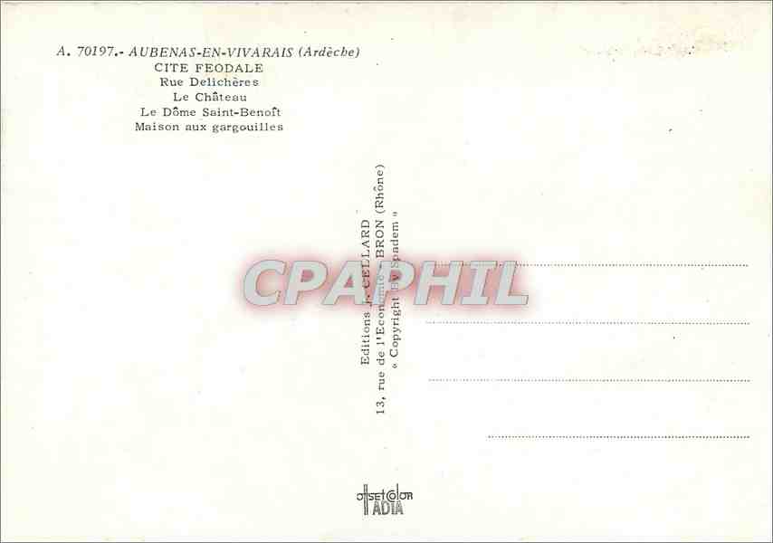 CPM Aubeans en Vivarais (Ardeche) Cite Feodale Rue delicheres le chateau — Rückseite