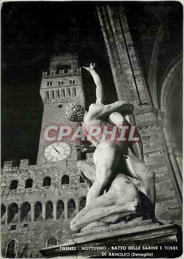 CPM Firenze Notturno Ratto delle Sabine et Torre Di Arnolfo (Dettaglo