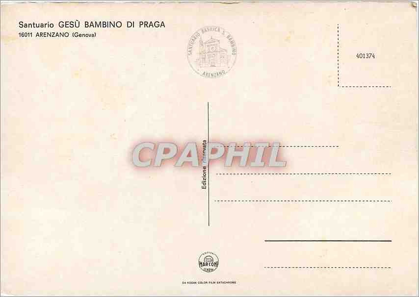 CPM Santuario Gesu Bambino di Prage Arenzano (Genova) — Rückseite