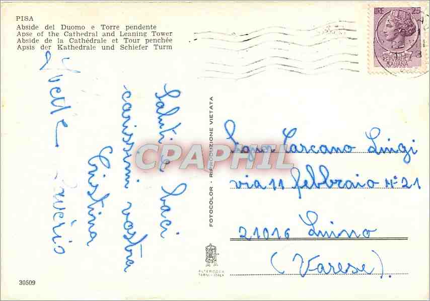 CPM Pisa Abside de la Cathedrale et Tour penchee — Rückseite