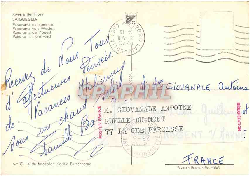 CPM Riviera dei Fiori Laigueglia Panorama de l'ouest — Rückseite