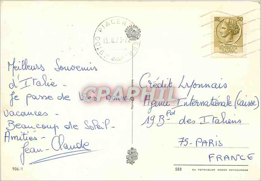 CPM Piacenea — Rückseite